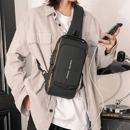 Waterproof Polyester Slim Unisex Crossbody Sling Bag Chest Backpack Men's Shoulder Bag, Leisure Travel Handbag, Hard Shell Anti-Theft Chest Bag