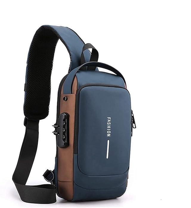 Waterproof Polyester Slim Unisex Crossbody Sling Bag Chest Backpack Men's Shoulder Bag, Leisure Travel Handbag, Hard Shell Anti-Theft Chest Bag